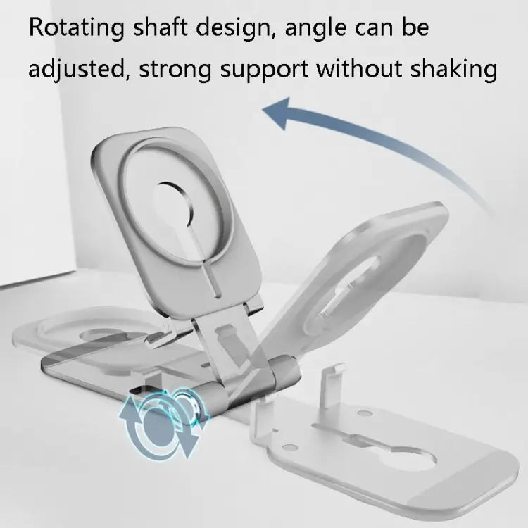 Magsafe Wireless Charging Stand Aluminum Alloy Folding Desktop Live Bracket Silver Dark Gray - Dark Gray