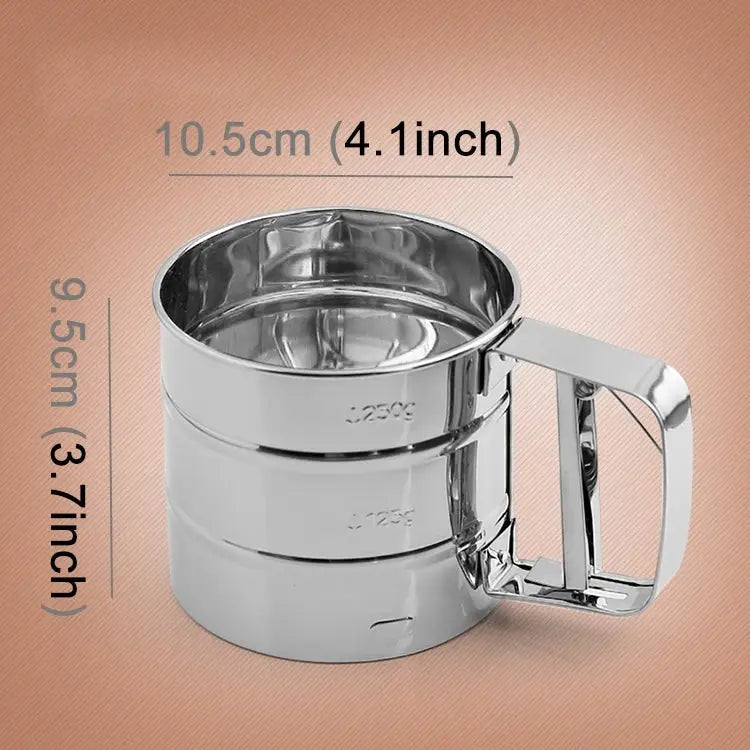 Manual Mesh Flour Sugar Powder Stainless Steel Hand Sifter Sieve Cup Baking Tool Stainless Steel - Stainless Steel