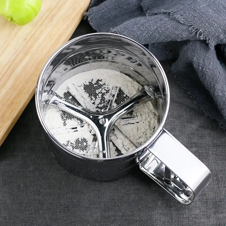 Manual Mesh Flour Sugar Powder Stainless Steel Hand Sifter Sieve Cup Baking Tool Stainless Steel - Stainless Steel
