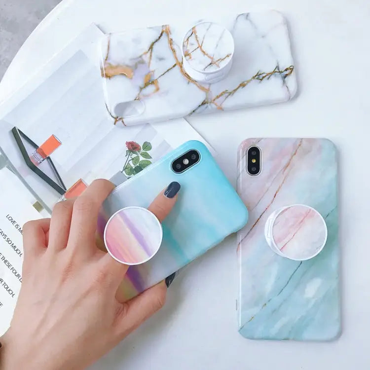 Marble Folding Bracket Anti-drop TPU for iPhone XS MAX Mobile Phone Protection Back Cover For iPhone XS Max - Apple