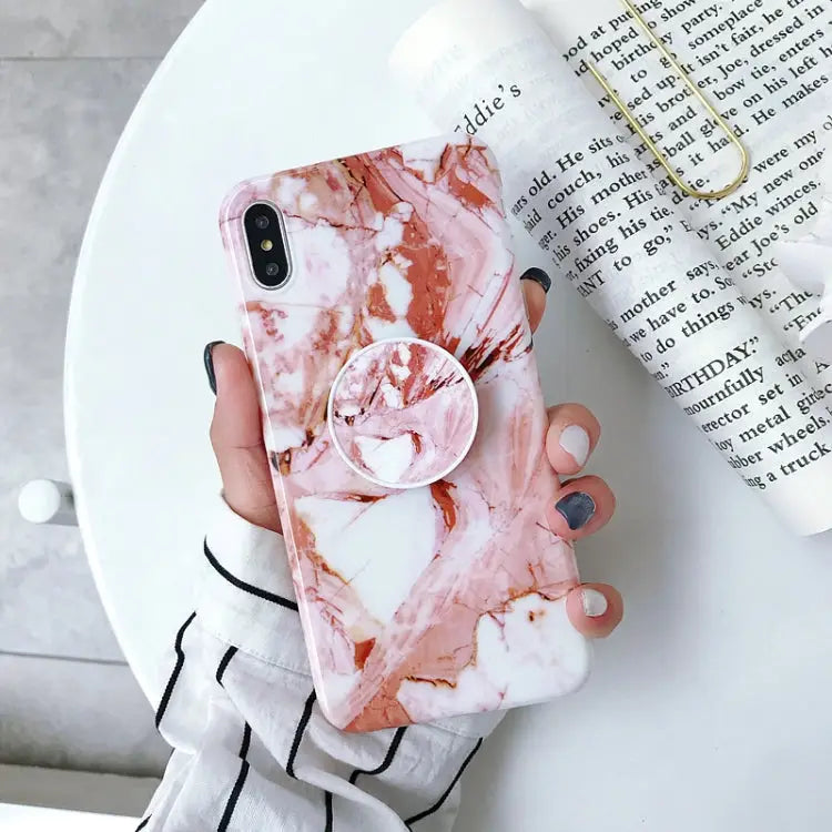 Marble Folding Bracket Anti-drop TPU for iPhone XS MAX Mobile Phone Protection Back Cover For iPhone XS Max