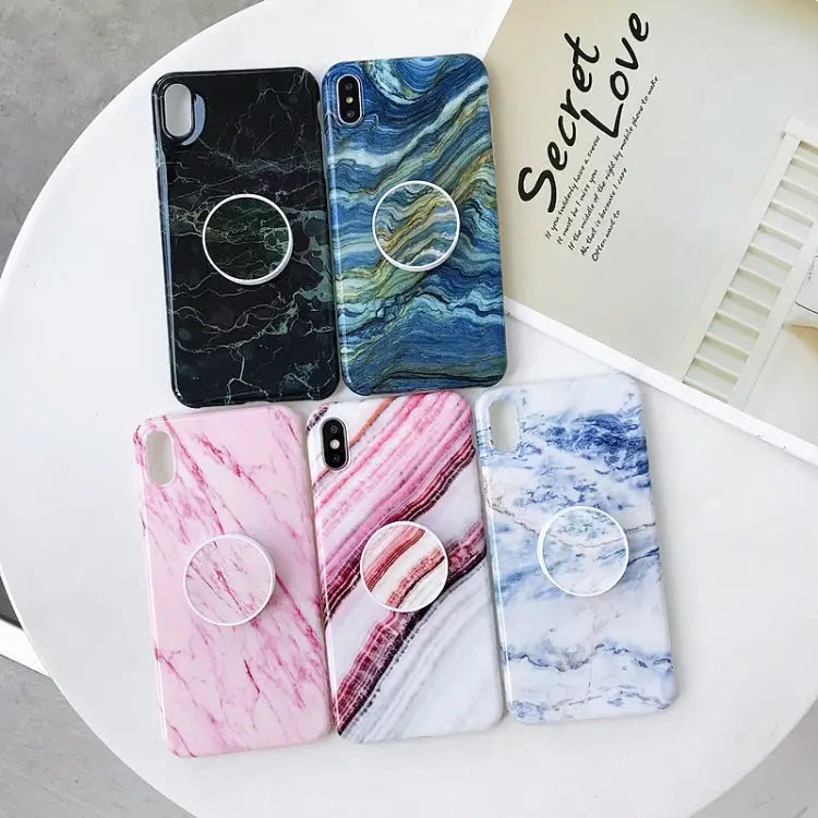 Marble Folding Bracket Anti-drop TPU for iPhone XS MAX Mobile Phone Protection Back Cover For iPhone XS Max - Apple