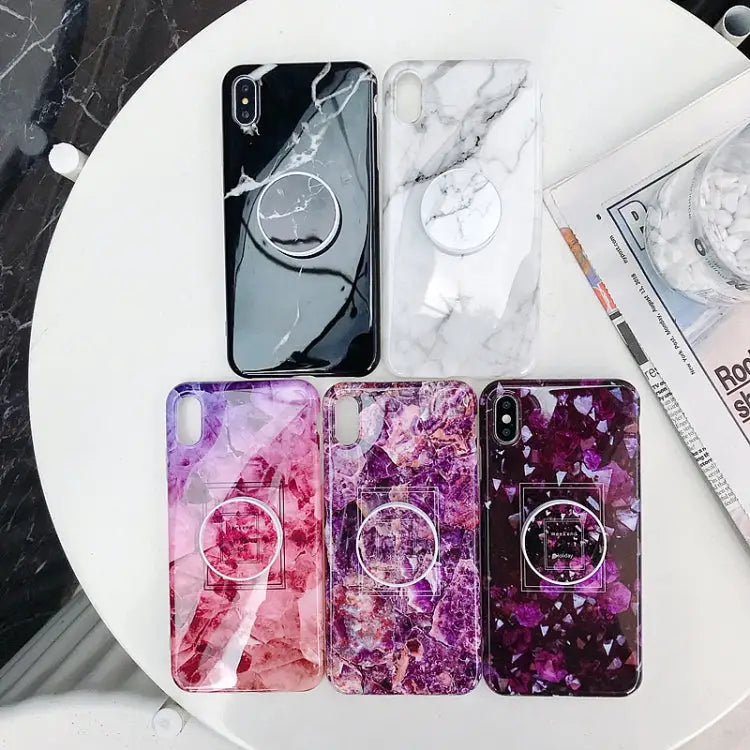 Marble Folding Bracket Anti-drop TPU for iPhone XS MAX Mobile Phone Protection Back Cover For iPhone XS Max - Apple