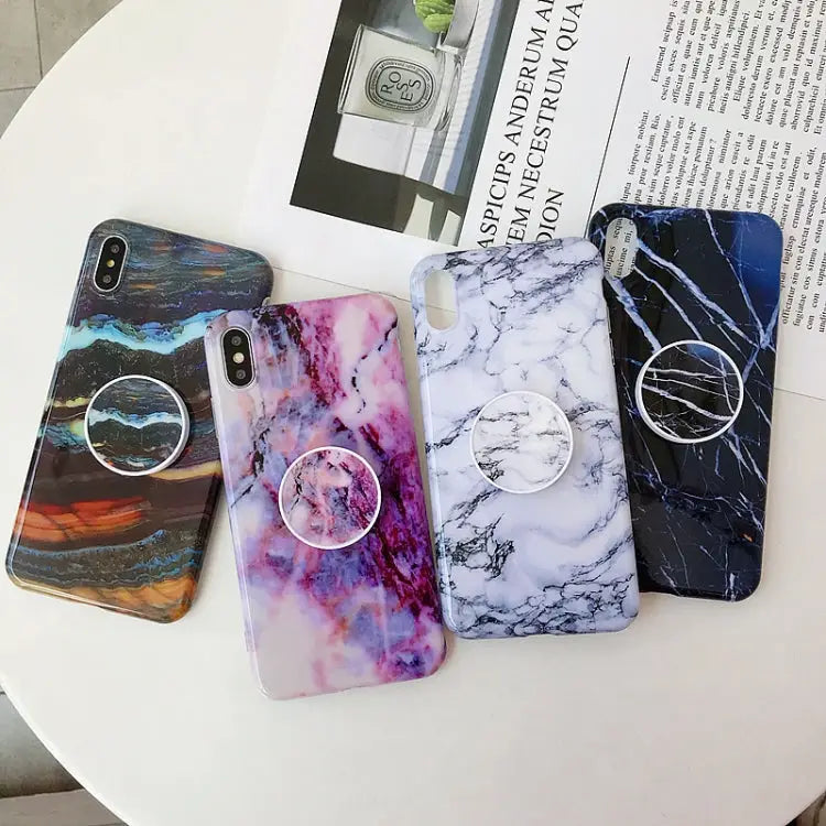 Marble Folding Bracket Anti-drop TPU for iPhone XS MAX Mobile Phone Protection Back Cover For iPhone XS Max - Apple