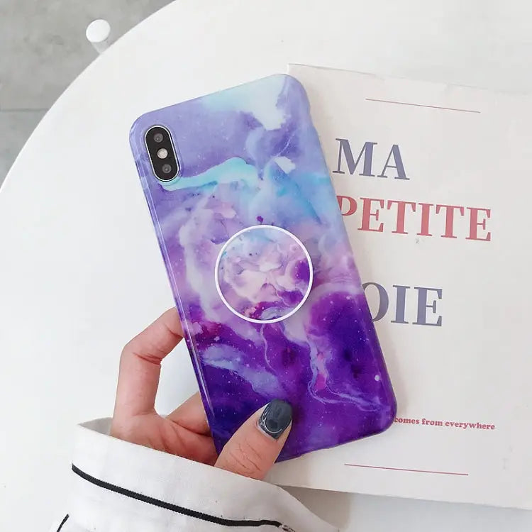 Marble Folding Bracket Anti-drop TPU for iPhone XS MAX Mobile Phone Protection Back Cover For iPhone XS Max