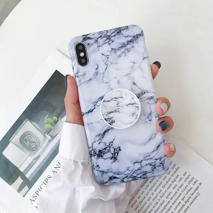 Marble Folding Bracket Anti-drop TPU for iPhone XS MAX Mobile Phone Protection Back Cover For iPhone XS Max