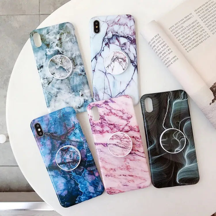 Marble Folding Bracket Anti-drop TPU for iPhone XS MAX Mobile Phone Protection Back Cover For iPhone XS Max - Apple