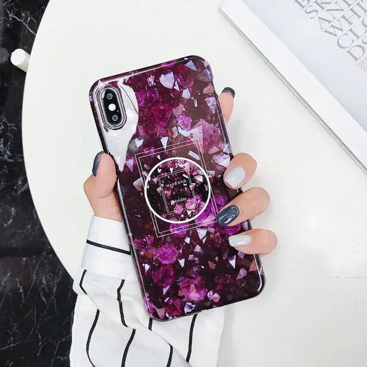 Marble Folding Bracket Anti-drop TPU for iPhone XS MAX Mobile Phone Protection Back Cover For iPhone XS Max