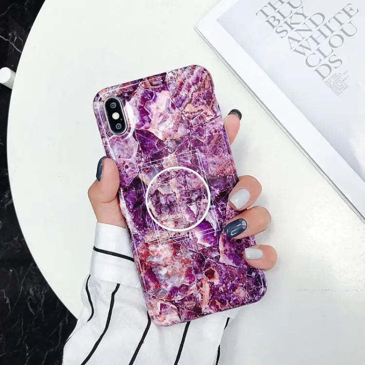 Marble Folding Bracket Anti-drop TPU for iPhone XS MAX Mobile Phone Protection Back Cover For iPhone XS Max