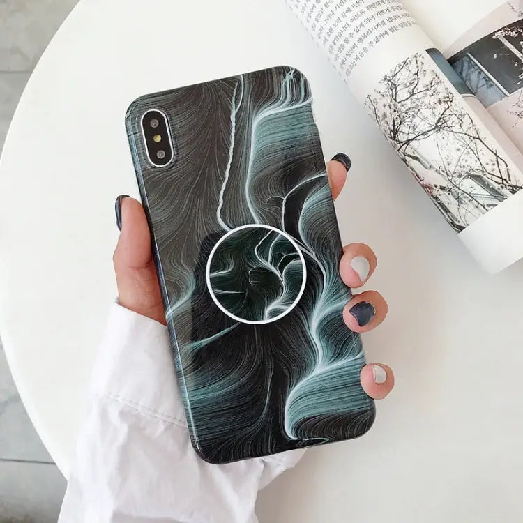 Marble Folding Bracket Anti-drop TPU for iPhone XS MAX Mobile Phone Protection Back Cover For iPhone XS Max