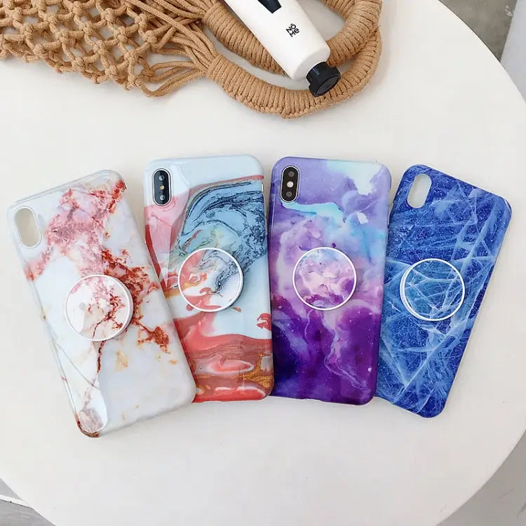 Marble Folding Bracket Anti-drop TPU for iPhone XS MAX Mobile Phone Protection Back Cover For iPhone XS Max - Apple