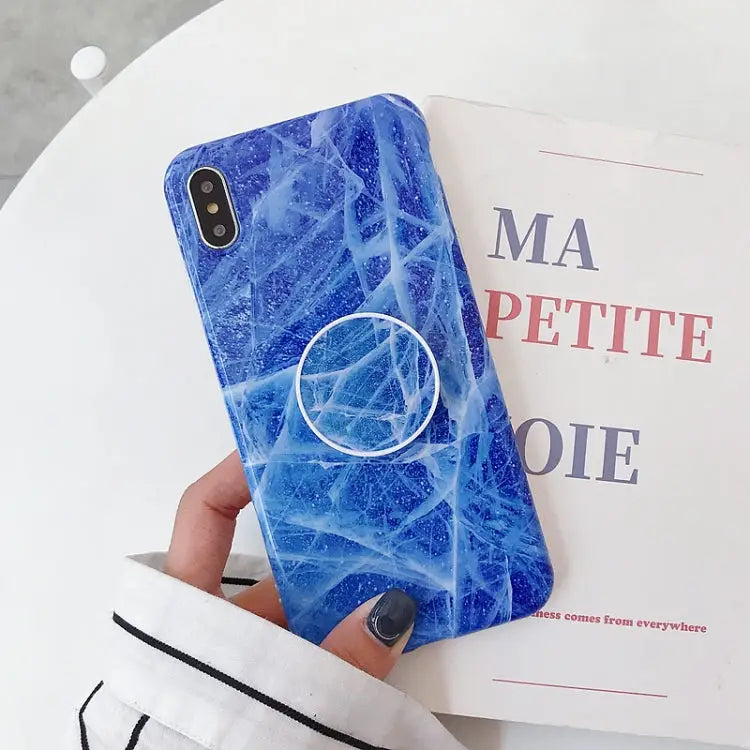 Marble Folding Bracket Anti-drop TPU for iPhone XS MAX Mobile Phone Protection Back Cover For iPhone XS Max