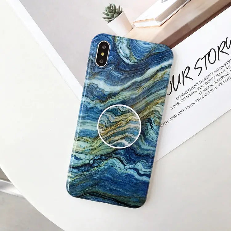 Marble Folding Bracket Anti-drop TPU for iPhone XS MAX Mobile Phone Protection Back Cover For iPhone XS Max