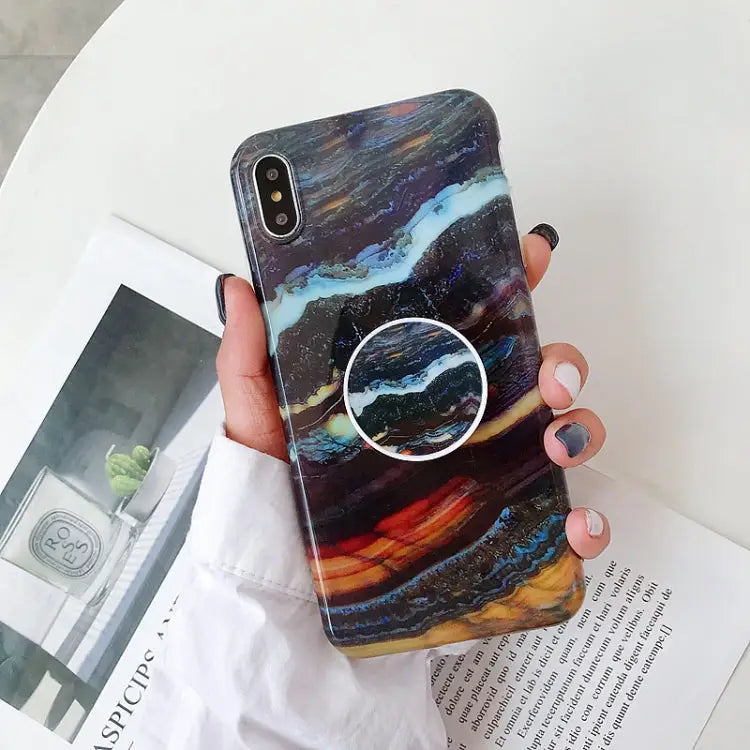 Marble Folding Bracket Anti-drop TPU for iPhone XS MAX Mobile Phone Protection Back Cover For iPhone XS Max