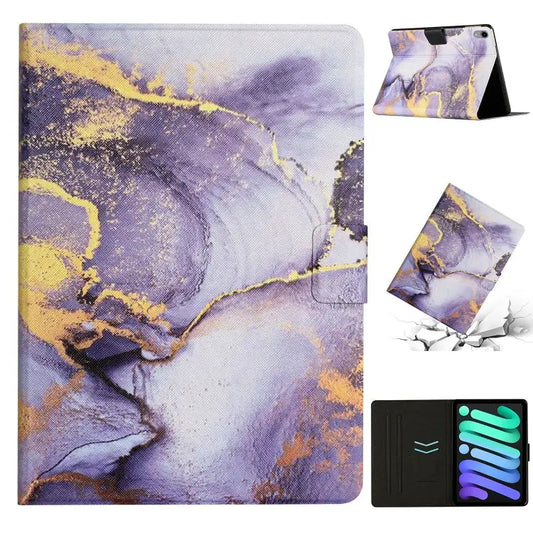 Marble Pattern Smart Leather Tablet Case For iPad mini 2024 / mini 6 - For iPad mini 2024 / mini 6 / Purple - Apple