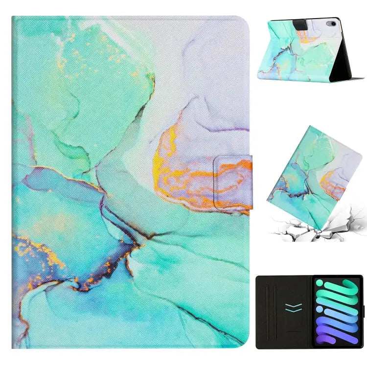 Marble Pattern Smart Leather Tablet Case For iPad mini 2024 / mini 6 - For iPad mini 2024 / mini 6 / Green - Apple