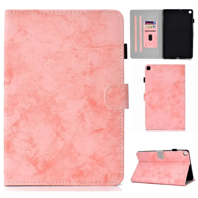 Marble Style Cloth Texture Leather Case with Bracket & Card Slot & Pen Slot & Anti Skid Strip For Samsung Galaxy Tab A7