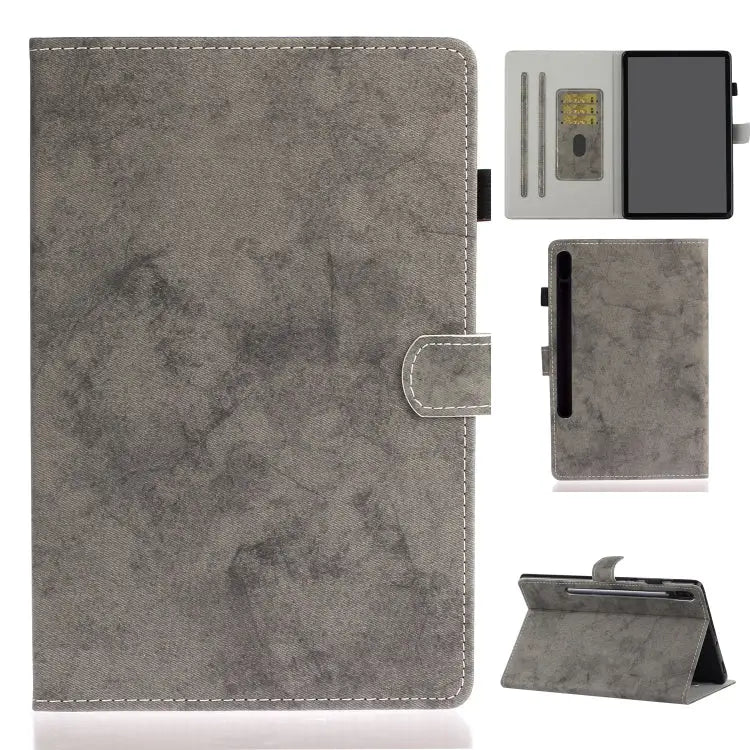 Marble Style Cloth Texture Leather Case with Bracket & Card Slot & Pen Slot & Anti Skid Strip For Samsung Galaxy Tab A7