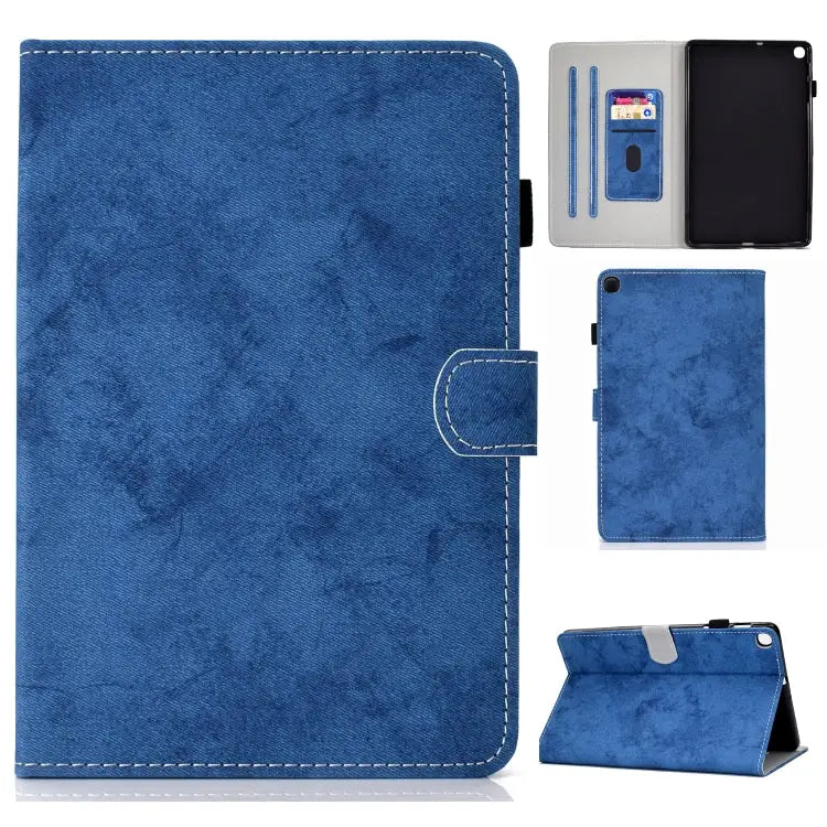 Marble Style Cloth Texture Leather Case with Bracket & Card Slot & Pen Slot & Anti Skid Strip For Samsung Galaxy Tab A7