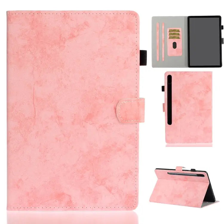 Marble Style Cloth Texture Leather Case with Bracket & Card Slot & Pen Slot & Anti Skid Strip For Samsung Galaxy Tab A7