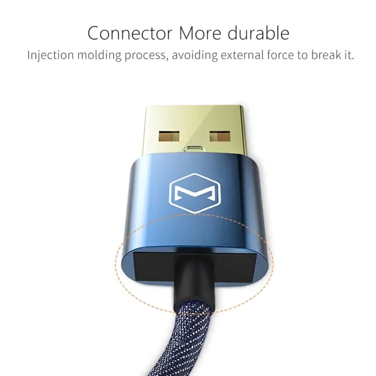 Mcdodo CA-1730 1.2m 2.4A Reversible 8 Pin to USB Denim Cover TPE Jacket Data Sync Charging Cable with Aero Aluminum