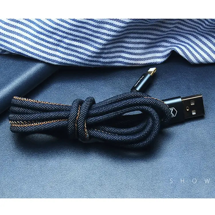 Mcdodo CA-1730 1.2m 2.4A Reversible 8 Pin to USB Denim Cover TPE Jacket Data Sync Charging Cable with Aero Aluminum