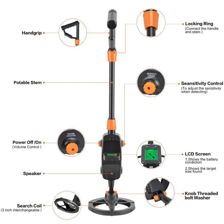 MD1008A Underground Metal Detector Children Toy Detector with LCD Screen Measuring Range: 10cm MD1008A - MD1008A