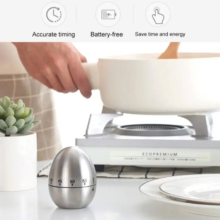 Mechanical Egg Kitchen Cooking Timer Alarm 60 Minutes Stainless Steel Kitchen Tools Mechanical Egg Timer - Mechanical