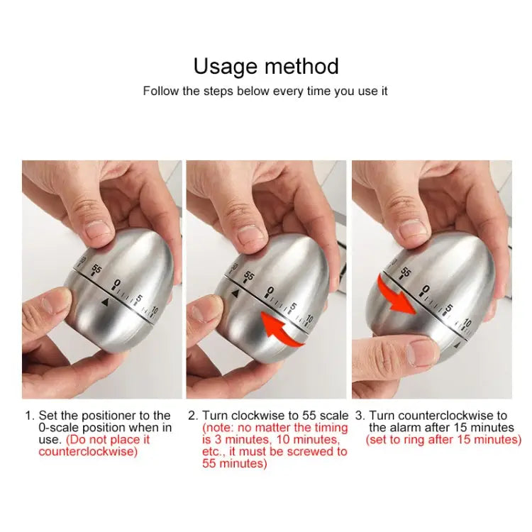 Mechanical Egg Kitchen Cooking Timer Alarm 60 Minutes Stainless Steel Kitchen Tools Mechanical Egg Timer - Mechanical