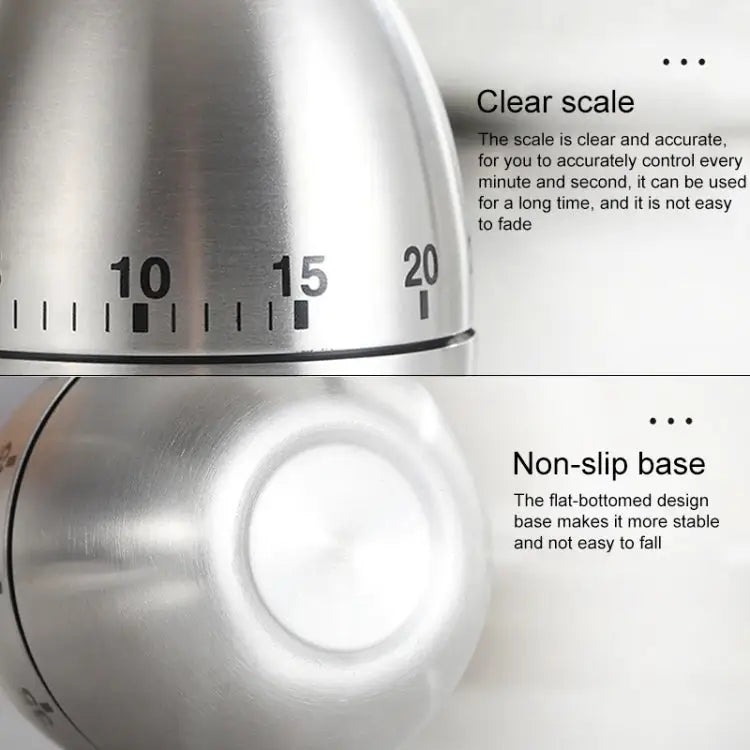 Mechanical Egg Kitchen Cooking Timer Alarm 60 Minutes Stainless Steel Kitchen Tools Mechanical Egg Timer - Mechanical