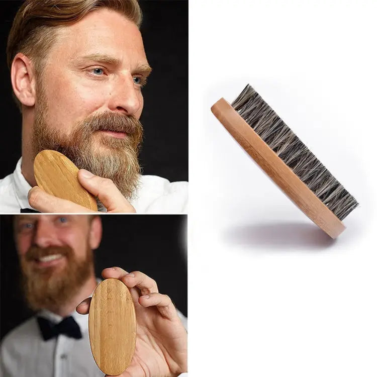 Men Beard Care Brush Hardwood Handle Wild Boar Bristle Comb Boar Bristle Comb - Boar Bristle Comb