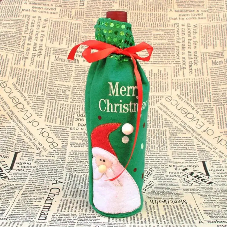 Merry Christmas Santa Claus Christmas Dinner Table Decoration Champagne Wine Bottle Bag Santa - Santa