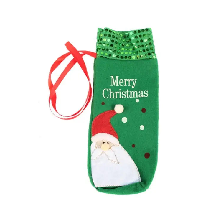 Merry Christmas Santa Claus Christmas Dinner Table Decoration Champagne Wine Bottle Bag Santa - Santa