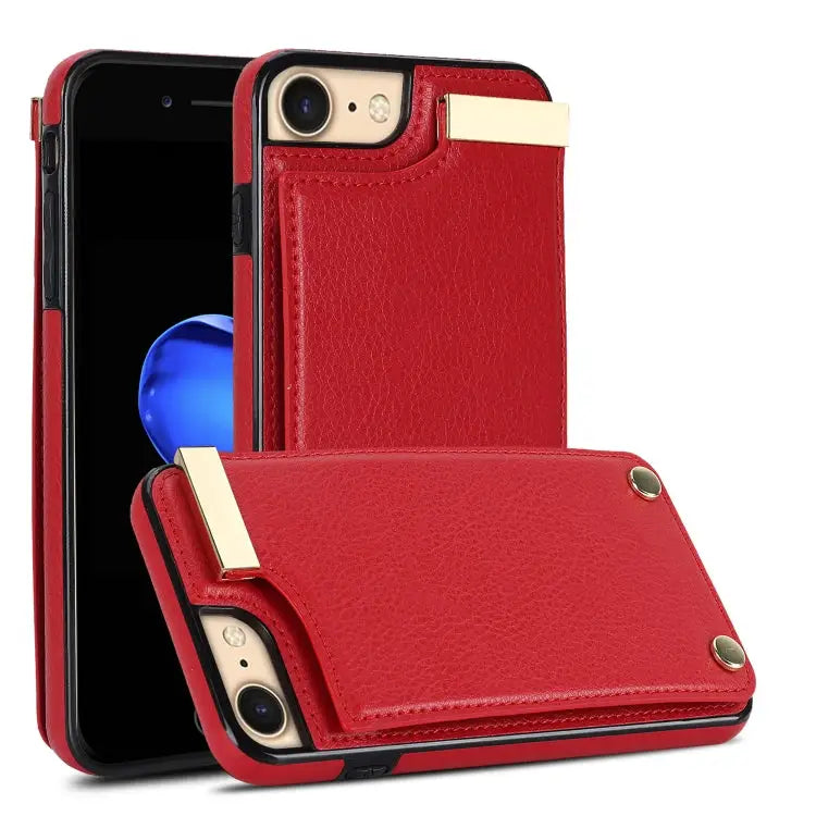 Metal Buckle Card Slots Phone Case For iPhone 14 Pro For iPhone 14 Pro Max For iPhone SE 2022 / 2020 / 8 / 7 For iPhone