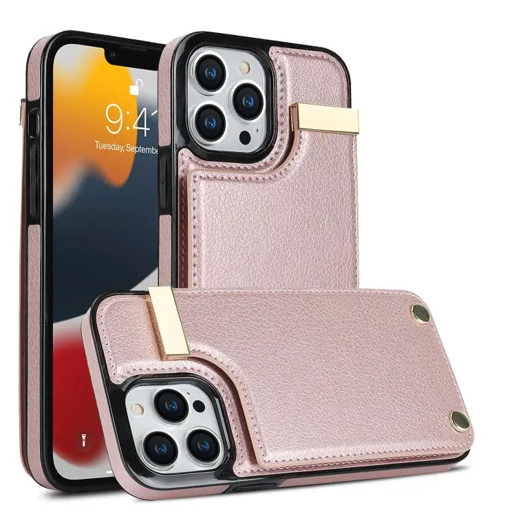 Metal Buckle Card Slots Phone Case For iPhone 14 Pro For iPhone 14 Pro Max For iPhone SE 2022 / 2020 / 8 / 7 For iPhone