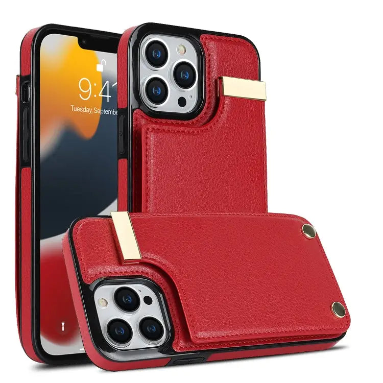 Metal Buckle Card Slots Phone Case For iPhone 14 Pro For iPhone 14 Pro Max For iPhone SE 2022 / 2020 / 8 / 7 For iPhone