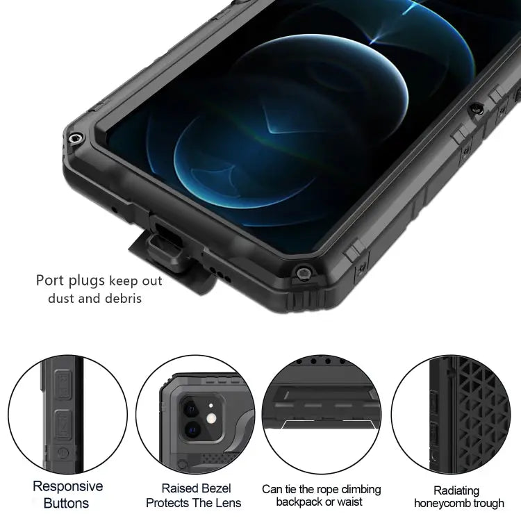 Metal + Silicone Phone Case with Screen Protector For iPhone 12 For iPhone 12 Pro For iPhone 12 Pro Max For iPhone SE