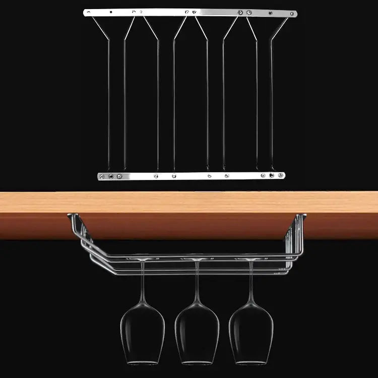 MICLAN Four Rows Stainless Steel Hanging Wine Glass Holder Size: 34*38*43cm Size: 34*38*43cm - Size: 34*38*43cm