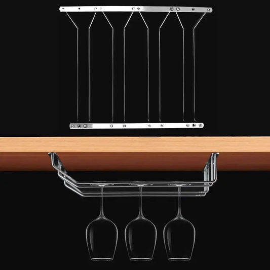 MICLAN Four Rows Stainless Steel Hanging Wine Glass Holder Size: 34*38*43cm Size: 34*38*43cm - Size: 34*38*43cm