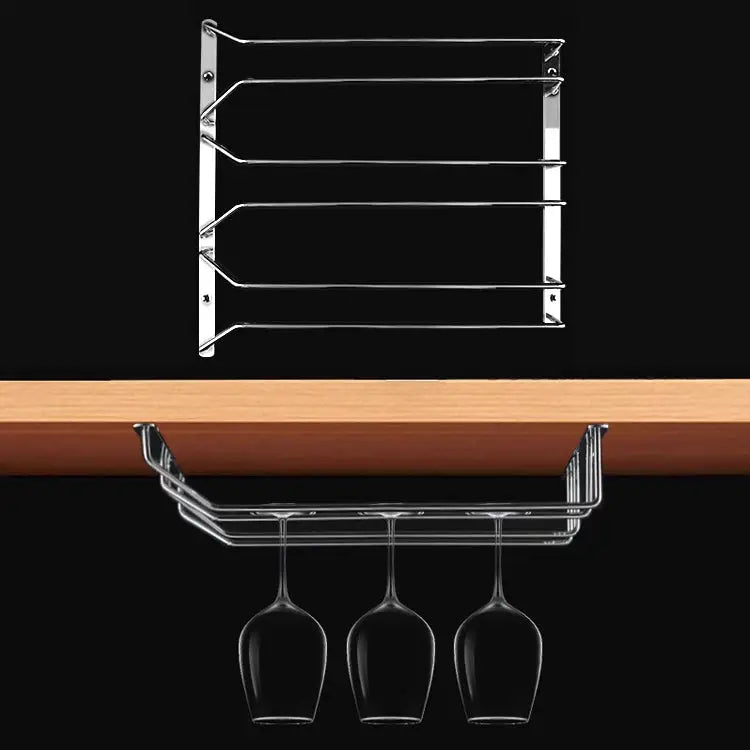 MICLAN Three Rows Stainless Steel Hanging Wine Glass Holder Size: 34*32*27cm - Size: 34*32*27cm