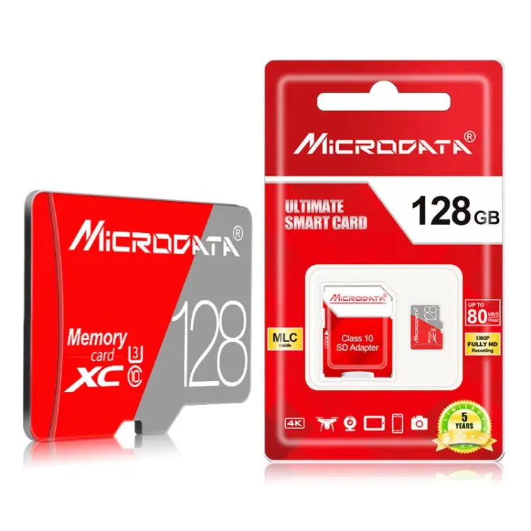 MICRODATA 128GB Class10 Red and Grey TF(Micro SD) Memory Card - 128GB