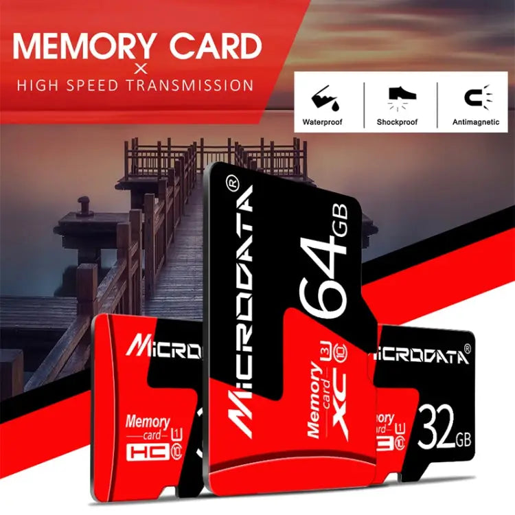 MICRODATA 16GB U1 Red and Black TF(Micro SD) Memory Card 16GB - 16GB