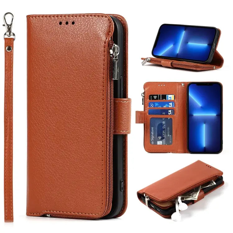 Microfiber Zipper Horizontal Flip Leather Case with Holder & Card Slots & Wallet For iPhone 13 mini For iPhone 13