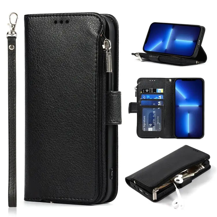 Microfiber Zipper Horizontal Flip Leather Case with Holder & Card Slots & Wallet For iPhone 13 mini For iPhone 13