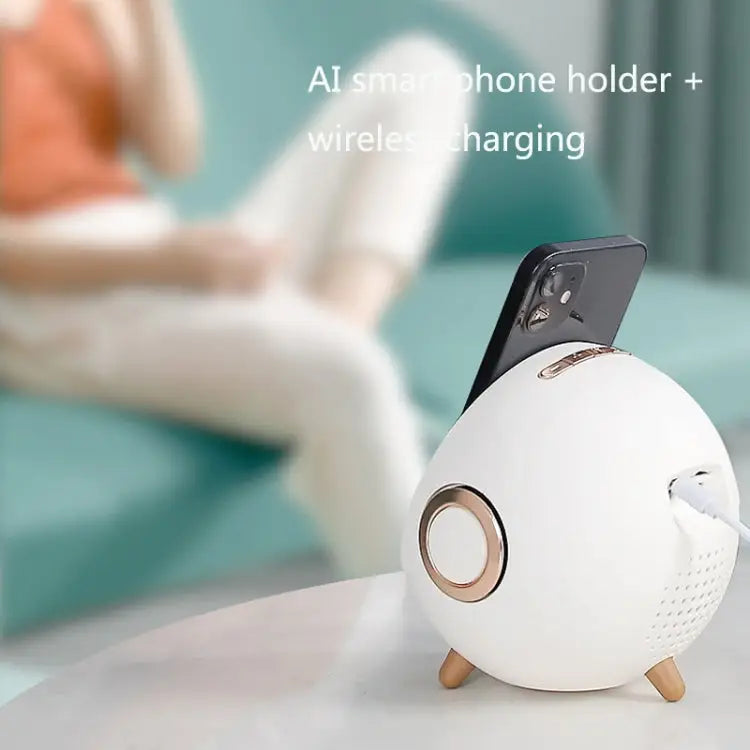 Mini Desktop Multi-Function Smart Wireless Charging Bluetooth Speaker with Alarm Clock & Phone Holder Function - Pink