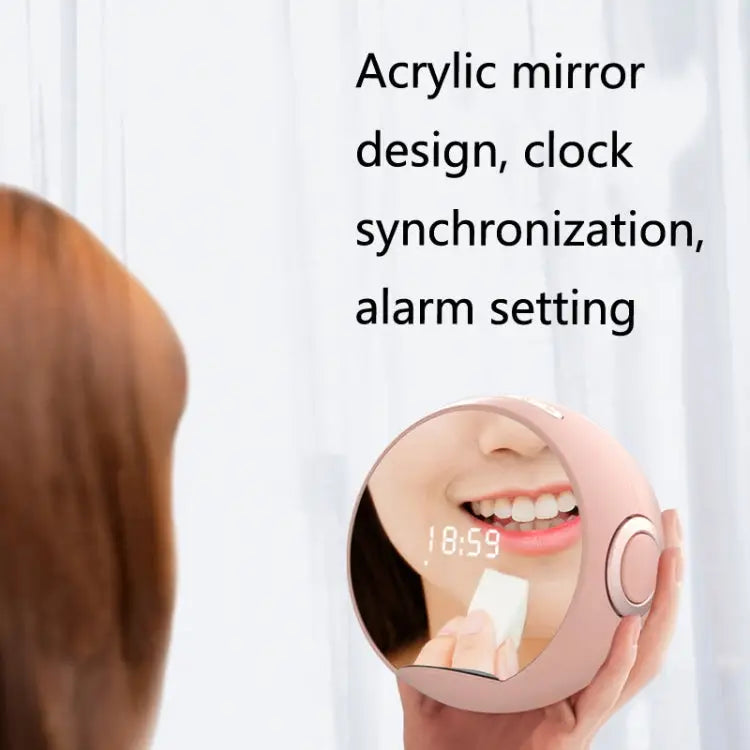 Mini Desktop Multi-Function Smart Wireless Charging Bluetooth Speaker with Alarm Clock & Phone Holder Function - Pink