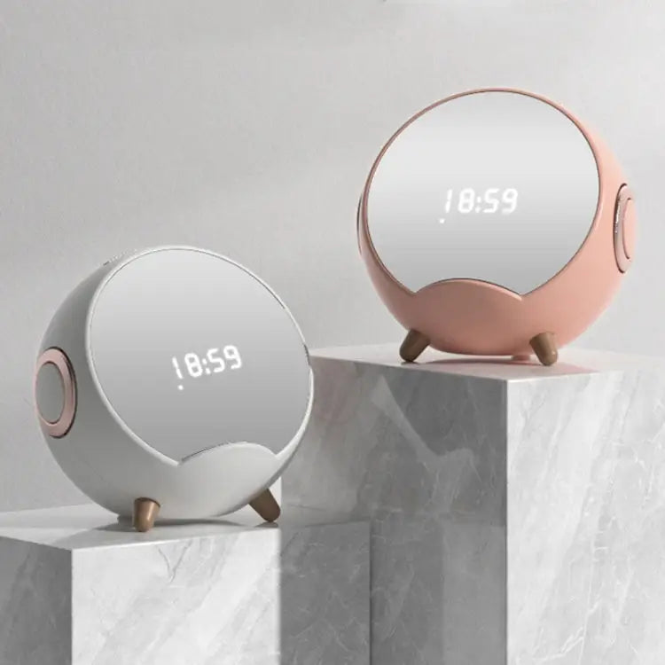 Mini Desktop Multi-Function Smart Wireless Charging Bluetooth Speaker with Alarm Clock & Phone Holder Function - Pink