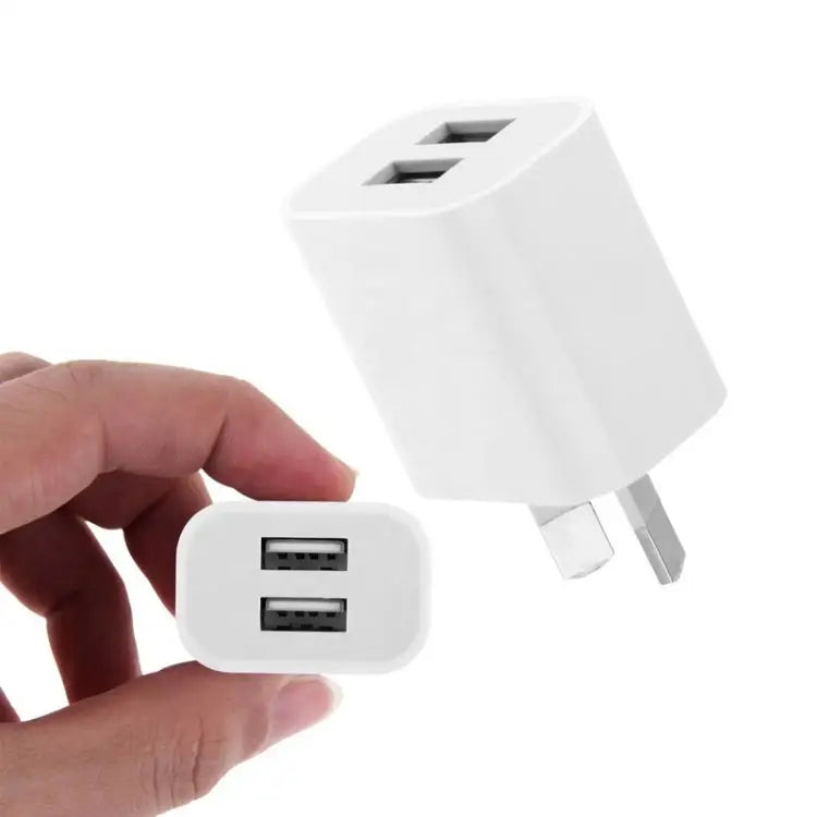 Mini Dual Port USB Charger with USB to 8 Pin Data Cable AU Plug - AU Plug + 8 Pin Cable