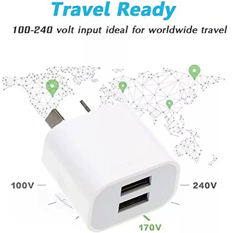 Mini Dual Port USB Charger with USB to 8 Pin Data Cable AU Plug - AU Plug + 8 Pin Cable