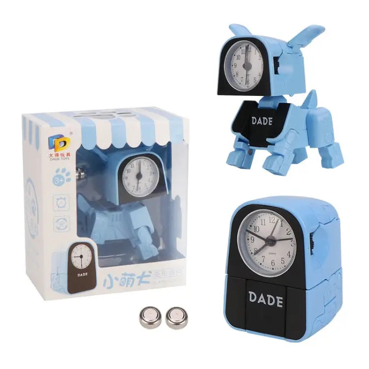Mini Manual Child Deformation Alarm Clock Robot Toy - Blue